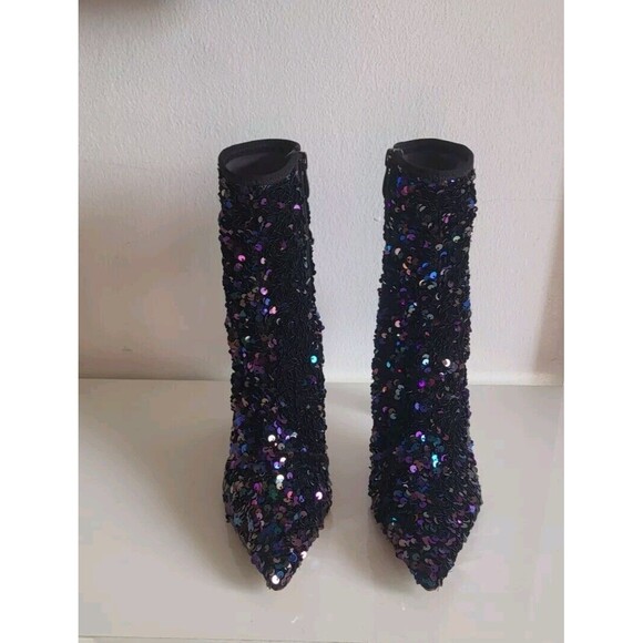 Franco Sarto Avana Women's Multicolor Sequins Pointed Toe Zipper Heel Boots Sz 8 - Picture 3 of 13